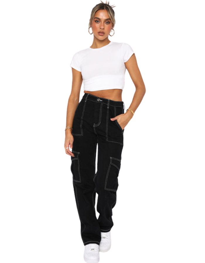 SHOPIQAT Women's Fashionable Patchwork Straight Multi-Pocket Overalls - Premium from shopiqat - Just $11.500! Shop now at shopiqat